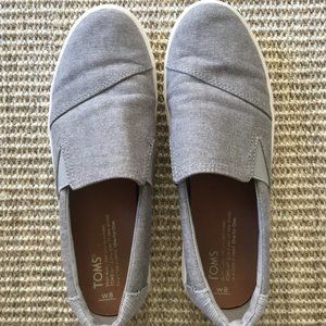 Toms Gray Slip-ons - size 8